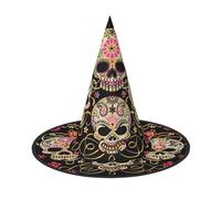 LGHHGY 1 PC Halloween Hat â€“ Day Of The Dead Skull Print Witches Decor Party, Role Play Accessory, Magic Wizard Cap for Women, Men