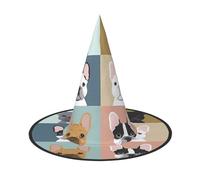 LGHHGY 1 PC Halloween Hat â€“ french bulldog Print Witches Decor Party, Role Play Accessory, Magic Wizard Cap for Women, Men