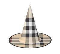 LGHHGY 1 PC Halloween Hat â€“ Gray plaid lines Print Witches Decor Party, Role Play Accessory, Magic Wizard Cap for Women, Men
