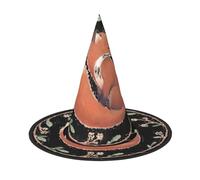 LGHHGY 1 PC Halloween Hat – Hand Painted Fox Print Witches Decor Party, Role Play Accessory, Magic Wizard Cap for Women, Men