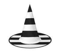 LGHHGY 1 PC Halloween Hat – stripes black white Print Witches Decor Party, Role Play Accessory, Magic Wizard Cap for Women, Men