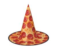 LGHHGY 2 PCS Halloween Hat â€“ 3D Pizza Pepperoni Print Witches Decor Party, Role Play Accessory, Magic Wizard Cap for Women, Men