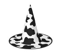 LGHHGY 2 PCS Halloween Hat – Black and White Cow Print Print Witches Decor Party, Role Play Accessory, Magic Wizard Cap for Women, Men