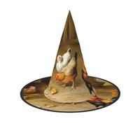 LGHHGY 2 PCS Halloween Hat â€“ Chicken And Rooster Print Print Witches Decor Party, Role Play Accessory, Magic Wizard Cap for Women, Men