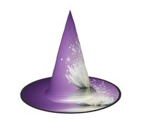 LGHHGY 2 PCS Halloween Hat â€“ lotus flower Purple Print Witches Decor Party, Role Play Accessory, Magic Wizard Cap for Women, Men