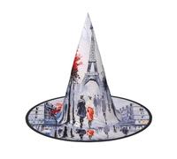 LGHHGY 2 PCS Halloween Hat â€“ Paris City Tree Eiffel Tower Art Print Witches Decor Party, Role Play Accessory, Magic Wizard Cap for Women, Men