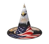 LGHHGY 2 PCS Halloween Hat â€“ Patriotic Bald Eagle with American Flag Print Witches Decor Party, Role Play Accessory, Magic Wizard Cap for Women, Men