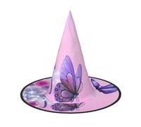 LGHHGY 3 PCS Halloween Hat – Pink Butterfly Print Witches Decor Party, Role Play Accessory, Magic Wizard Cap for Women, Men
