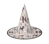 LGHHGY 3 PCS Halloween Hat â€“ Poodles Dogs Print Witches Decor Party, Role Play Accessory, Magic Wizard Cap for Women, Men