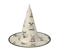LGHHGY 3 PCS Halloween Hat – Rabbit background Print Witches Decor Party, Role Play Accessory, Magic Wizard Cap for Women, Men