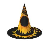 LGHHGY 3 PCS Halloween Hat â€“ Sunflower Floral Butterflies Art Print Witches Decor Party, Role Play Accessory, Magic Wizard Cap for Women, Men
