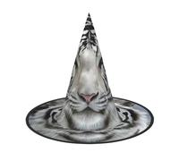 LGHHGY 3 PCS Halloween Hat – White Tiger Print Witches Decor Party, Role Play Accessory, Magic Wizard Cap for Women, Men