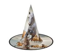 LGHHGY 3 PCS Halloween Hat â€“ Wild Animal Horses Pattern Print Witches Decor Party, Role Play Accessory, Magic Wizard Cap for Women, Men