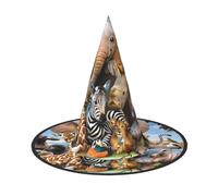 LGHHGY 3 PCS Halloween Hat - African Animals Print Witches Decor Party, Role Play Accessory, Magic Wizard Cap for Women, Men