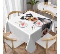 LGHHGY 54"x54" Square Tablecloth â€“ Well-behaved schnauzer Print Dining Table Cover for Coffee Table, Kitchen Decor, Picnic, and Office Meetings