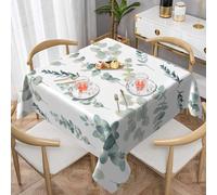 LGHHGY 54"x54" Square Tablecloth â€“ White Natural Greenery Twig Print Dining Table Cover for Coffee Table, Kitchen Decor, Picnic, and Office Meetings