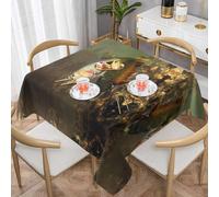 LGHHGY 60"x60" Square Tablecloth â€“ Brook Trout Fly Fishing Print Dining Table Cover for Coffee Table, Kitchen Decor, Picnic, and Office Meetings