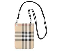 LGHHGY Black Carry Crossbody Purse – Gray plaid lines Print Mobile Phone Bag, Perfect for Commuting, Shopping, and Outdoor Activities