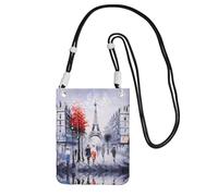 LGHHGY Black Carry Crossbody Purse – Paris City Tree Eiffel Tower Art Print Mobile Phone Bag, Perfect for Commuting, Shopping, and Outdoor Activities