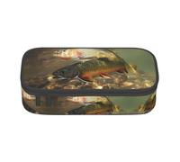 LGHHGY Brook Trout Fly Fishing Print Pencil Case â€“ Multi-Purpose Pen Organizer, Portable Stationery Bag for School, Office, and Travel