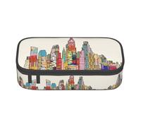 LGHHGY Cartoon Austin Texas Print Pencil Case â€“ Multi-Purpose Pen Organizer, Portable Stationery Bag for School, Office, and Travel