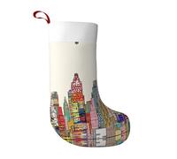 LGHHGY Christmas Stocking with Cartoon Austin Texas Print Design – Holiday Hanging Ornament for Fireplace, Xmas Tree & Home Decor