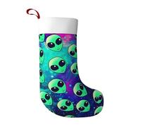LGHHGY Christmas Stocking with Green alien Print Design – Holiday Hanging Ornament for Fireplace, Xmas Tree & Home Decor