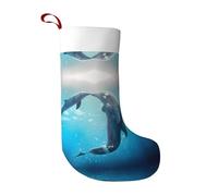 LGHHGY Christmas Stocking with Kiss Dolphin Tale Pattern Print Design – Holiday Hanging Ornament for Fireplace, Xmas Tree & Home Decor