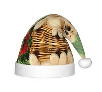 LGHHGY dog golden retriever Print Christmas Hat for Kids â€“ Soft Plush Santa Hat, Holiday Headwear for Xmas, New Year, Halloween