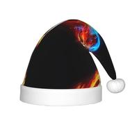 LGHHGY Fire Dragon Roll soccer Print Christmas Hat for Kids â€“ Soft Plush Santa Hat, Holiday Headwear for Xmas, New Year, Halloween