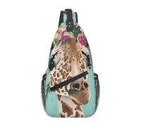 LGHHGY Giraffe with Floral Print Cross Chest Bag - Travel Sling Backpack, Unisex Daypack for Hiking, Casual Use & Short Trips