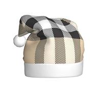 LGHHGY Gray plaid lines Print Christmas Hat for Adults â€“ Holiday Festive Headwear, Comfort Xmas New Year Santa Favors Hats
