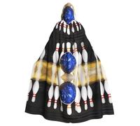 LGHHGY Halloween Hooded Cloak Costume - Unisex Adult bowling Print Cape for Cosplay, Party, and Themed Events