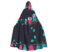 LGHHGY Halloween Hooded Cloak Costume - Unisex Adult Cute Owls Print Cape for Cosplay, Party, and Themed Events