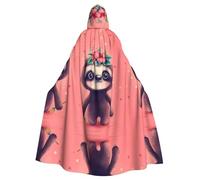 LGHHGY Halloween Hooded Cloak Costume - Unisex Adult Cute Sloth Print Cape for Cosplay, Party, and Themed Events