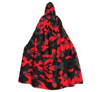 LGHHGY Halloween Hooded Cloak Costume - Unisex Adult Red Camo Print Cape for Cosplay, Party, and Themed Events