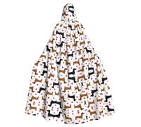 LGHHGY Halloween Hooded Cloak Costume - Unisex Adult Romantic Dachshunds Print Cape for Cosplay, Party, and Themed Events