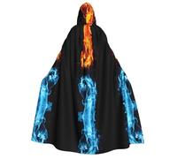 LGHHGY Halloween Ice and Fire Boxing Print Hooded Cloak Costume - Perfect for Parties, Carnivals, Comic Exhibitions, and More