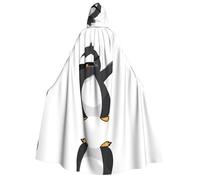 LGHHGY Halloween penguin dabbing Print Hooded Cloak Costume - Perfect for Parties, Carnivals, Comic Exhibitions, and More