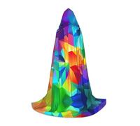 LGHHGY L Unisex Adult Halloween Hooded Cape - Rainbow Geometric Full Print Costume for Parties, Carnivals, Comic Exhibitions