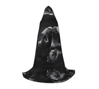 LGHHGY M Unisex Adult Halloween Hooded Cape - Black Labrador Puppy Full Print Costume for Parties, Carnivals, Comic Exhibitions