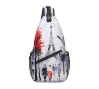 LGHHGY Paris City Tree Eiffel Tower Art Print Cross Chest Bag - Travel Sling Backpack, Unisex Daypack for Hiking, Casual Use & Short Trips