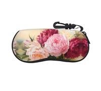 LGHHGY peony flowers blossom Print Glasses Case with Zipper - Portable Eyeglass Protective Holder Bag for Sunglasses Reading Glasses
