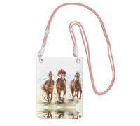 LGHHGY Pink Carry Crossbody Purse â€“ Horse Race Riding Sport Print Mobile Phone Bag, Perfect for Commuting, Shopping, and Outdoor Activities