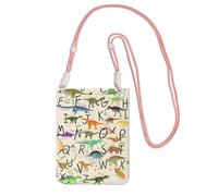 LGHHGY Pink Carry Crossbody Purse – Stylish Learning Alphabets with Dinosaurs Print Mobile Phone Bag, Perfect for Commuting, Shopping, and Outdoor Activities