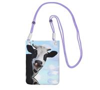 LGHHGY Purple Carry Crossbody Purse â€“ Cute Cow Print Mobile Phone Bag, Perfect for Commuting, Shopping, and Outdoor Activities