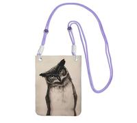 LGHHGY Purple Carry Crossbody Purse – Cute Owl Print Mobile Phone Bag, Perfect for Commuting, Shopping, and Outdoor Activities