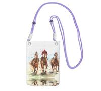 LGHHGY Purple Carry Crossbody Purse â€“ Horse Race Riding Sport Print Mobile Phone Bag, Perfect for Commuting, Shopping, and Outdoor Activities