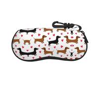LGHHGY Romantic Dachshunds Print Glasses Case with Zipper - Portable Eyeglass Protective Holder Bag for Sunglasses Reading Glasses