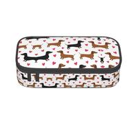 LGHHGY Romantic Dachshunds Print Pencil Case – Multi-Purpose Pen Organizer, Portable Stationery Bag for School, Office, and Travel